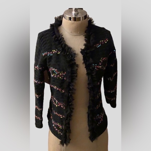 Michael Simon from Neiman’s stunning holiday open sweater w/ gorgeous sequins. - Picture 3 of 16